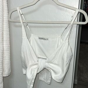 Abercrombie & Fitch linen crop top tie front